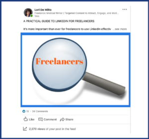 LinkedIn activity with my guide to LinkedIn for freelancers