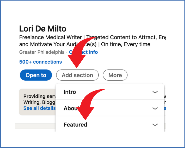 add featured LinkedIn for freelancers